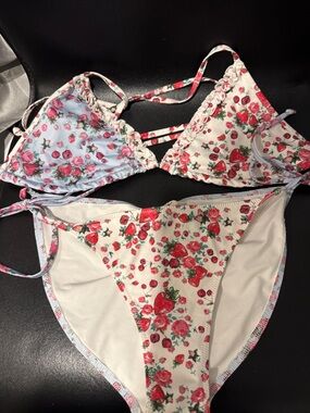 LoveShackFancy string bikini top and bottom size medium